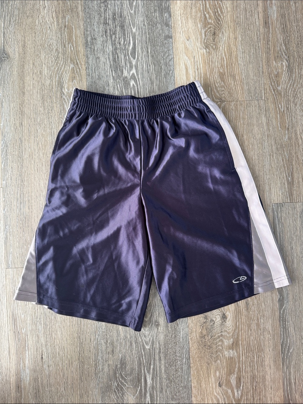 Champion Boys Athletic Shorts in Navy with Light Gray Side Panels